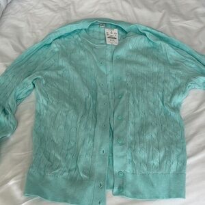 J. Crew Factory Mint Green Cable Knit Cardigan